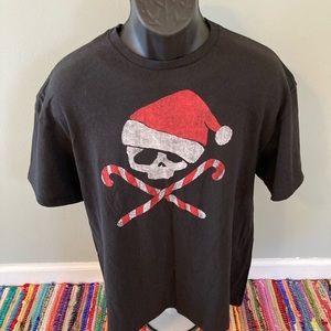 Christmas Skull Crossbones Candy Canes Shirt Large
